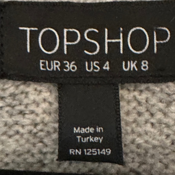 Topshop Gray Ivory Colorblock Open Front Hooded Knit Cardigan Sweater Size 4 - Picture 3 of 3